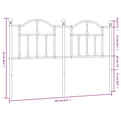 vidaXL Sengegavl i metall svart 150 cm