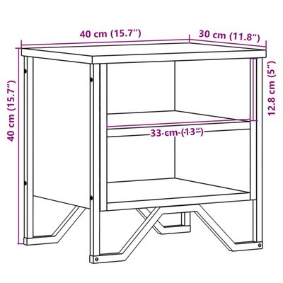 vidaXL Nattbord røkt eik 40x30x40 cm konstruert tre