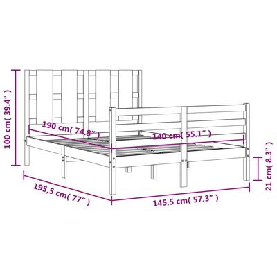 vidaXL Sengeramme med hodegavl 140x190 cm heltre