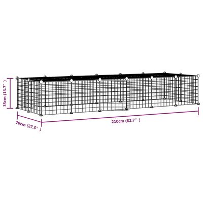 vidaXL Dyrebur 28 paneler med dør svart 35x35 cm stål