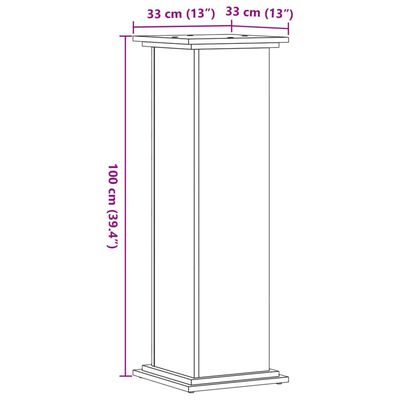 vidaXL Plantestativ sonoma eik 33x33x100 cm konstruert tre