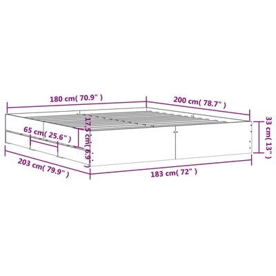 vidaXL Sengeramme med skuffer sonoma eik 180x200 cm konstruert tre