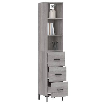 vidaXL Highboard grå sonoma 34,5x34x180 cm konstruert tre