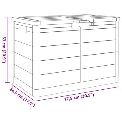 vidaXL Putekasse grå 77,5x44,5x53 cm polypropylen