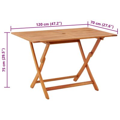 vidaXL Sammenleggbart hagebord 120x70x75 cm heltre eukalyptus