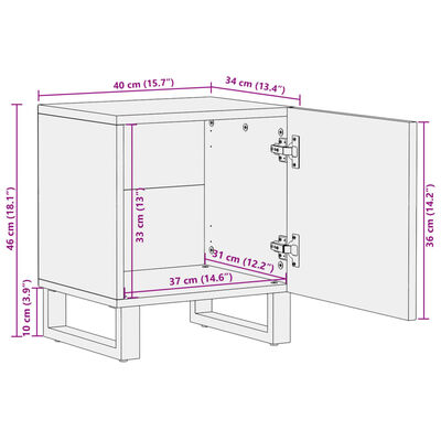 vidaXL Nattbord 2 stk 40x34x46 cm gjenvunnet heltre