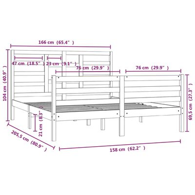 vidaXL Sengeramme heltre 160x200 cm