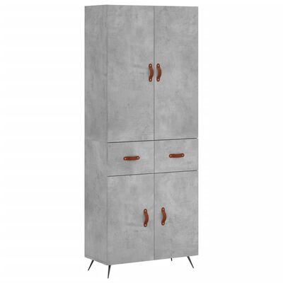 vidaXL Highboard betonggrå 69,5x34x180 cm konstruert tre