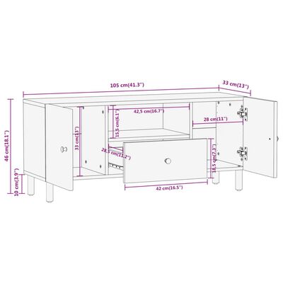 vidaXL TV-benk 105x33x46 cm heltre mango