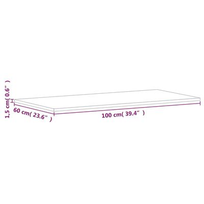 vidaXL Benkeplate til bad 100x60x1,5 cm heltre bøketre