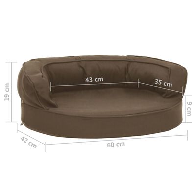 vidaXL Ergonomisk hundeseng med linutseende 60x42 cm brun