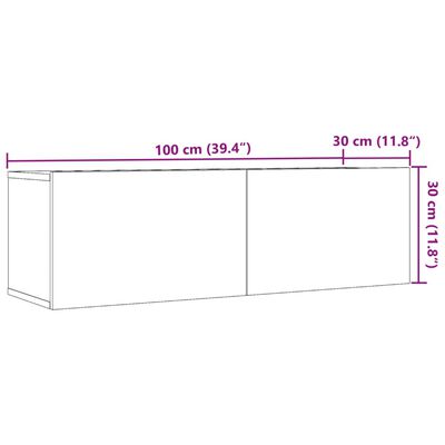 vidaXL Veggmonterte TV-benker 2 stk artisan eik 100x30x30 cm