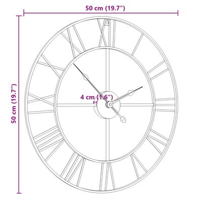 vidaXL Veggklokke svart Ø50 cm jern