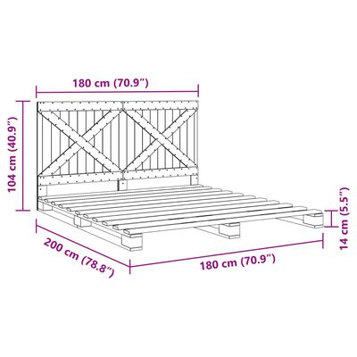 vidaXL Sengeramme med hodegavl 180x200 cm heltre furu