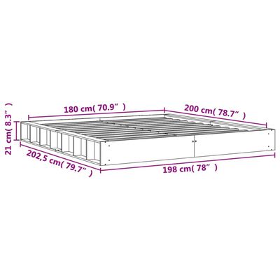 vidaXL Sengeramme uten madrass voksbrun 180x200 cm heltre furu