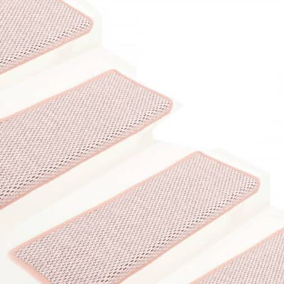 vidaXL Selvklebende trappematter sisal-utseende 15 stk 65x21x4 cm rød