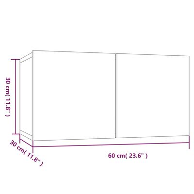 vidaXL Hengende TV-benker grå sonoma 60x30x30 cm konstruert tre