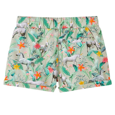 Barneshorts med snor lysekaki 92