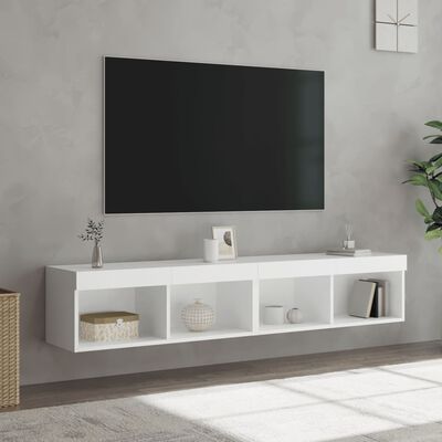 vidaXL TV-benker med LED-lys 2 stk hvit 80x30x30 cm