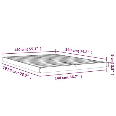 vidaXL Sengeramme hvit 140x190 cm heltre furu