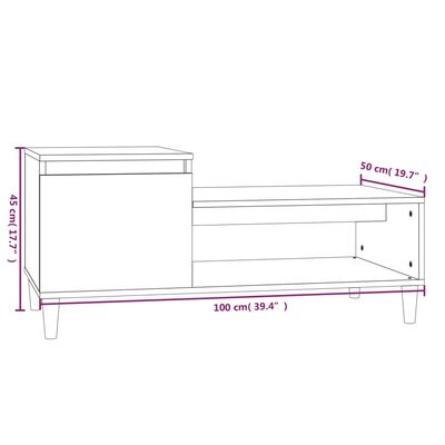 vidaXL Salongbord sonoma eik 100x50x45 cm konstruert tre