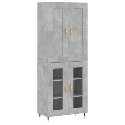 vidaXL Highboard betonggrå 69,5x34x180 cm konstruert tre