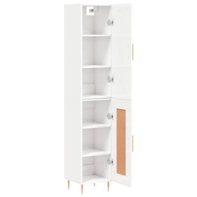 vidaXL Highboard høyglans hvit 34,5x34x180 cm konstruert tre