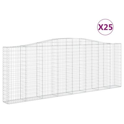 vidaXL Gabionkurver buede 25 stk 400x30x140/160 cm galvanisert jern