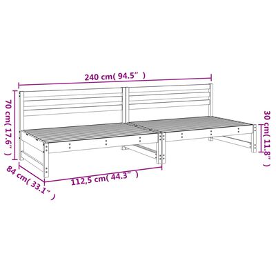 vidaXL Utendørs midtsofaer 2 stk svart 120x80 cm heltre furu