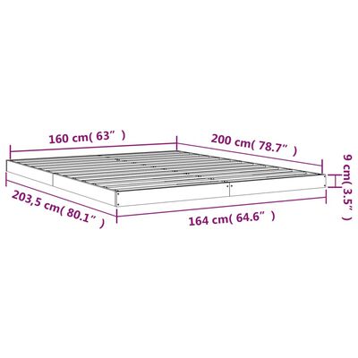 vidaXL Sengeramme 160x200 cm heltre furu