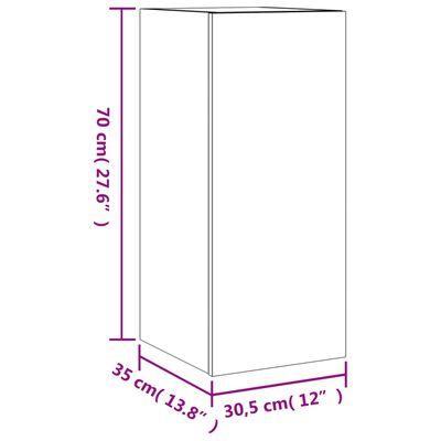 vidaXL Vegghengt TV-benk med LED svart 30,5x35x70 cm