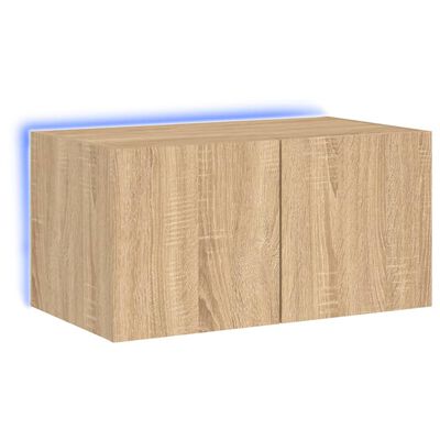 vidaXL Vegghengt TV-benk med LED sonoma eik 60x35x31 cm