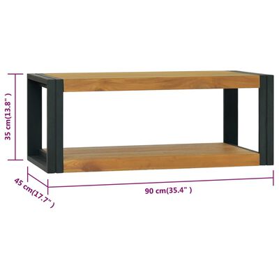 vidaXL Veggmontert baderomsskap 90x45x35 cm heltre teak