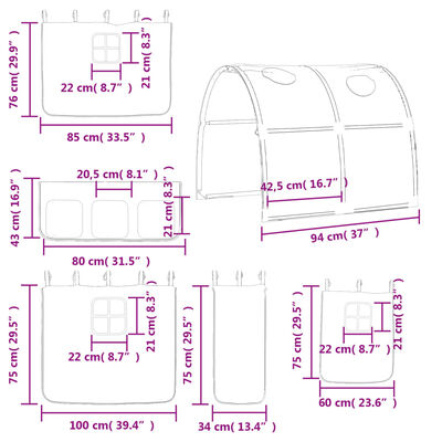 vidaXL Køyeseng for barn med tunnel blå 90x200 cm heltre furu