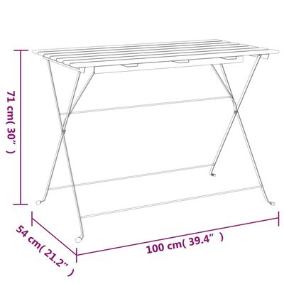 vidaXL Sammenleggbart bistrobord 100x54x71 cm heltre akasie og stål