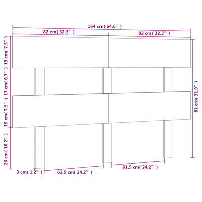 vidaXL Sengegavl 164x3x81 cm heltre furu