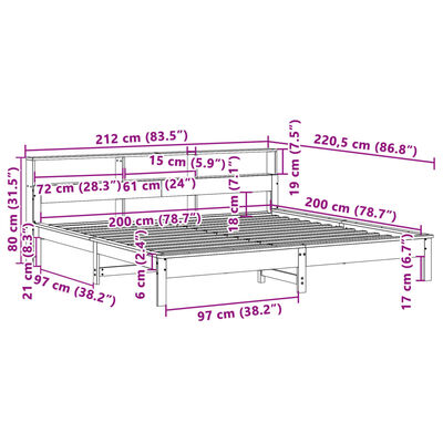 vidaXL Sengeramme med madrass hvit 200x200 cm heltre furu