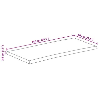 vidaXL Bordplate naturlig kant 140x60x3,8 cm grovt heltre mangotre