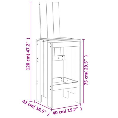 vidaXL Barkrakker 2 stk hvit 40x42x120 cm heltre furu