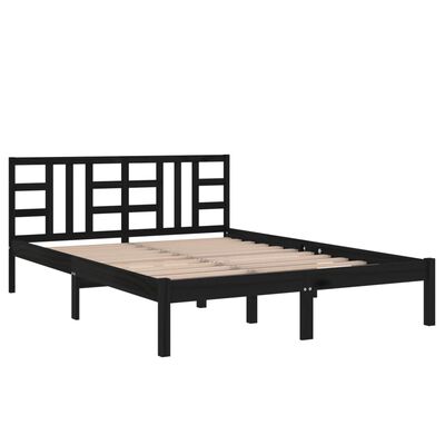 vidaXL Sengeramme svart heltre 135x190 cm Double