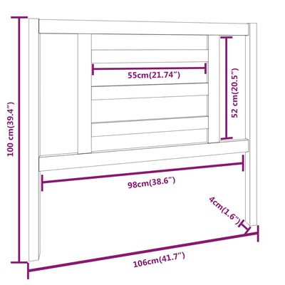 vidaXL Sengegavl 106x4x100 cm heltre furu