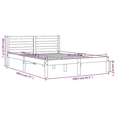 vidaXL Sengeramme uten madrass brun 135x190 cm heltre furu