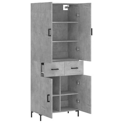 vidaXL Highboard betonggrå 69,5x34x180 cm konstruert tre