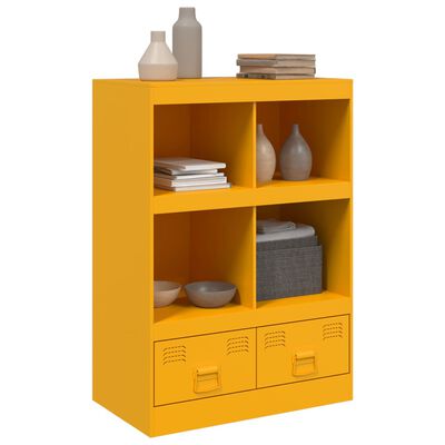 vidaXL Highboard sennepsgul 67x39x95 cm stål