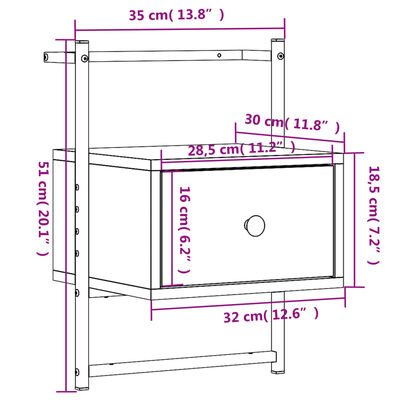 vidaXL Nattbord veggmontert 2 stk svart 35x30x51 cm konstruert tre