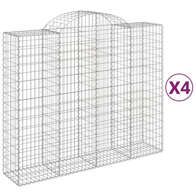 vidaXL Gabionkurver buede 4 stk 200x50x160/180 cm galvanisert jern