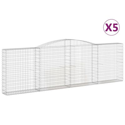 vidaXL Gabionkurver buede 5 stk 400x30x120/140 cm galvanisert jern