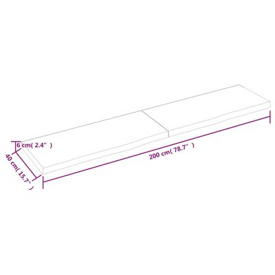 vidaXL Benkeplate til bad lysebrun 200x40x(2-6) cm behandlet heltre