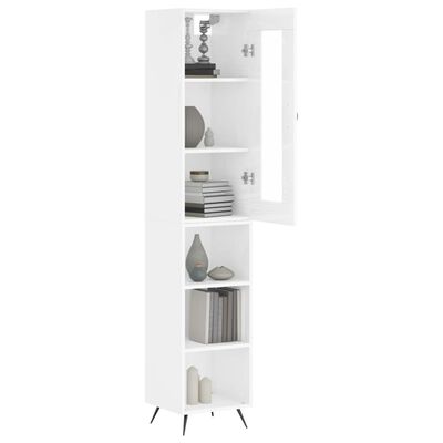 vidaXL Highboard høyglans hvit 34,5x34x180 cm konstruert tre