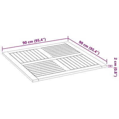 vidaXL Bordplate 90x90x2,2 cm firkantet heltre akasie